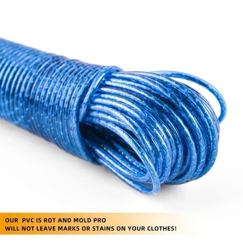 20M Steel Core PVC Clothesline – 3mm Outdoor Drying Rope Clothesline Rope Babs