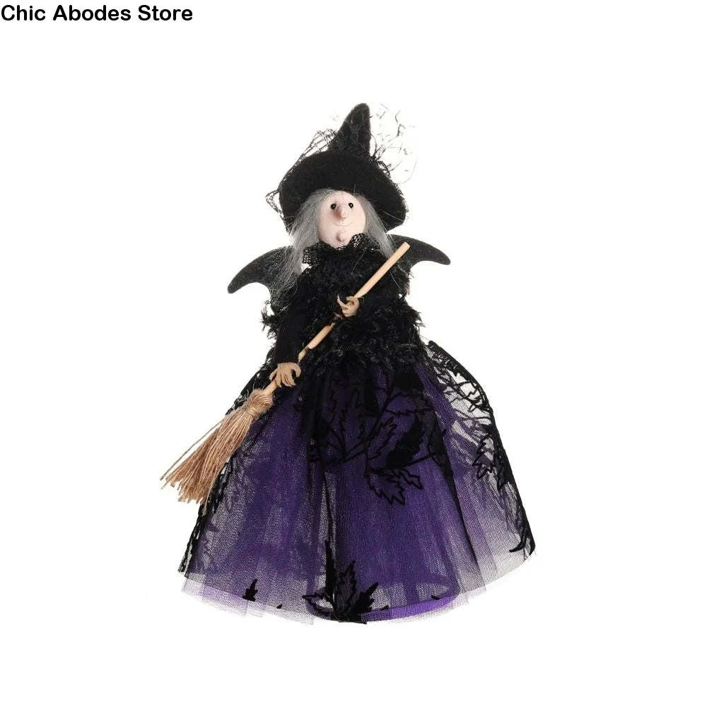 Halloween Tree Top Witch Decoration – Star Broom Ornament Halloween Tree Topper Babs