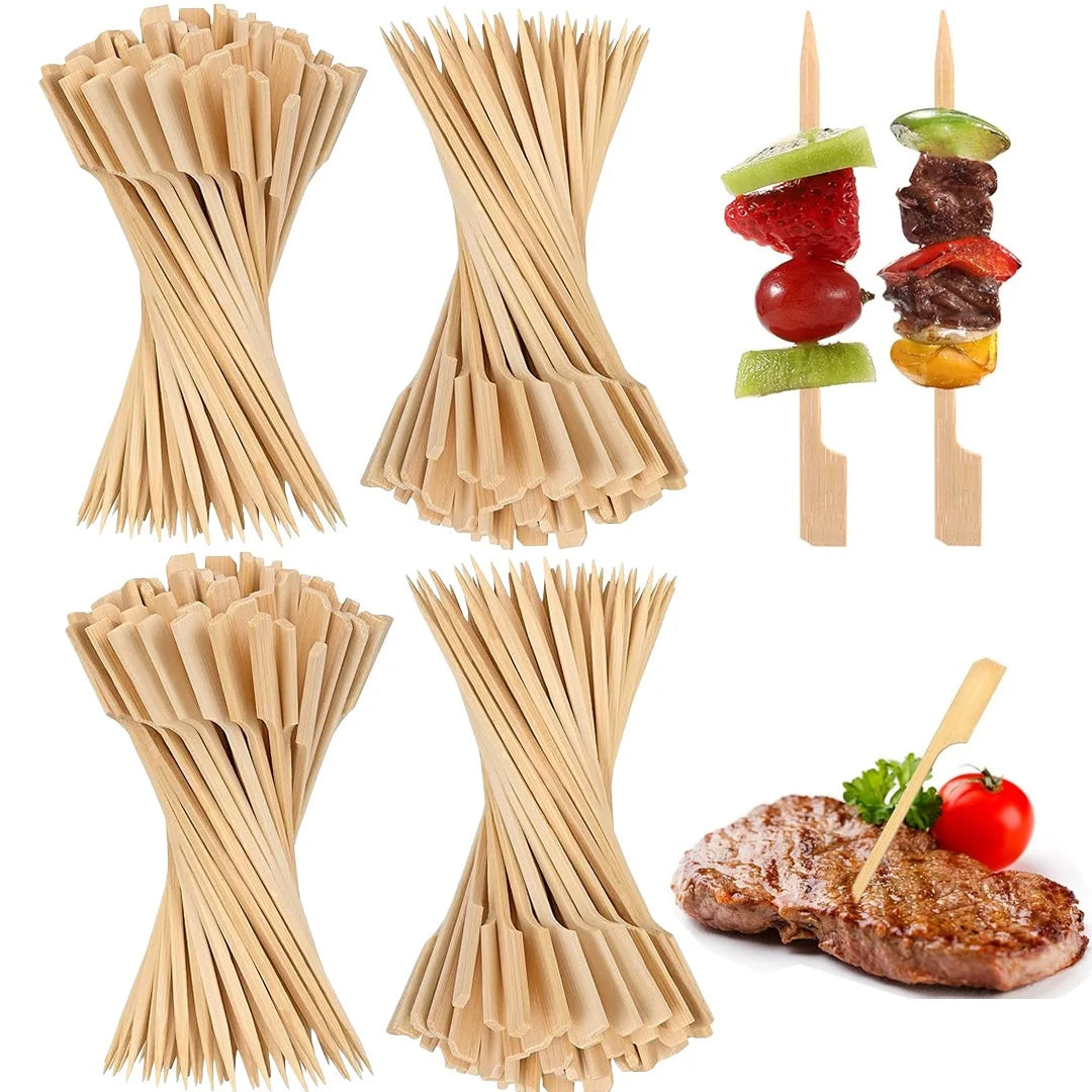 100PCS Bamboo Skewers – BBQ, Cocktail & Appetizer Picks Bamboo Skewers Babs