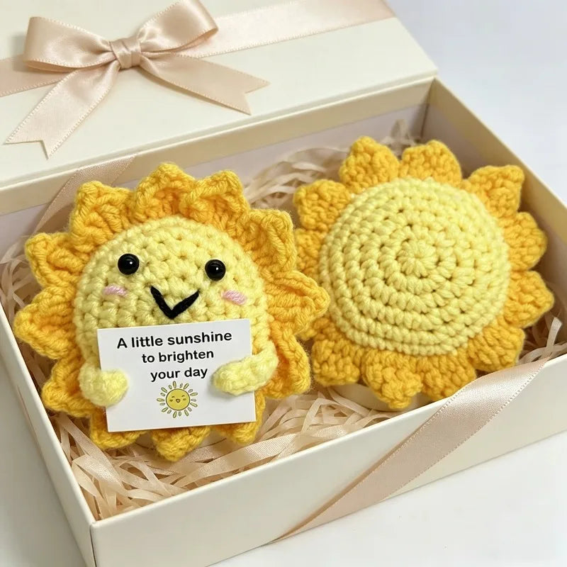 Handmade Crochet Sunflower Plush Toy – Knitted Sun Doll Gift Crochet Plush Toy Babs