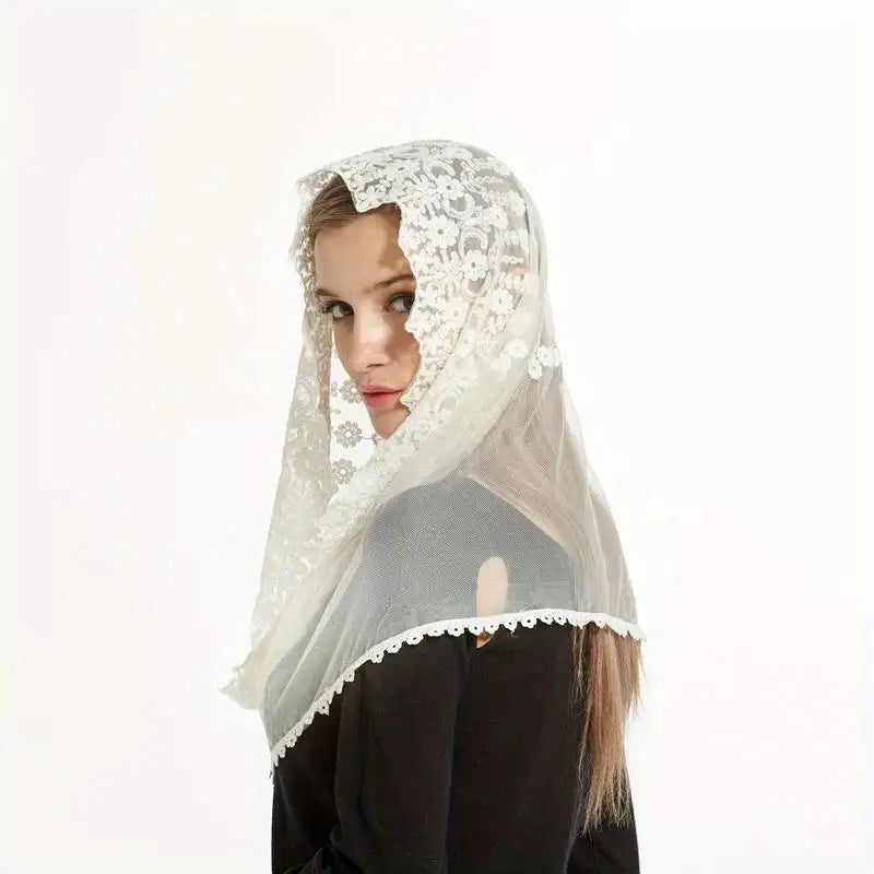Lace Floral Women's Ring Tube Scarf – All-Season Knit Headscarf Lace Ring Scarf Babs