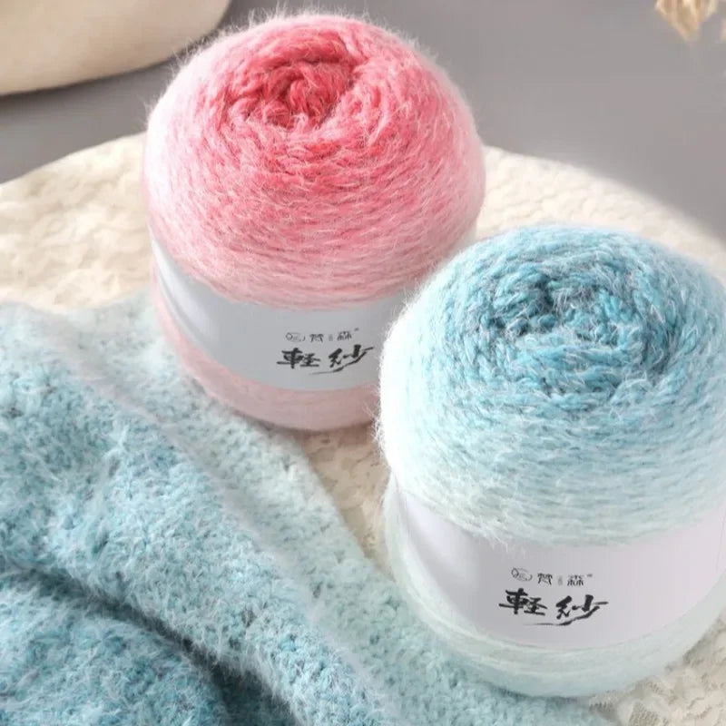 Gradient Long Plush Yarn 375m – Soft 3mm Knitting & Crochet Thread Knitting Yarn Babs