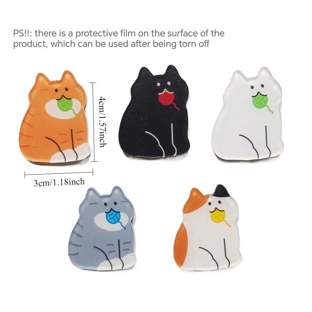 5-Piece Cute Cat Fridge Magnets – Cartoon Decorative Set Decorative Fridge Magnets Babs 5pc
