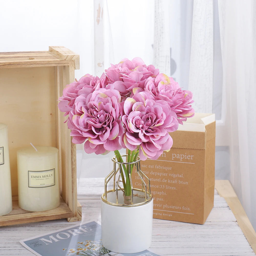 5PCS Silk Peony & Rose Artificial Flowers for Home & Wedding Decor Artificial Silk Flowers Babs