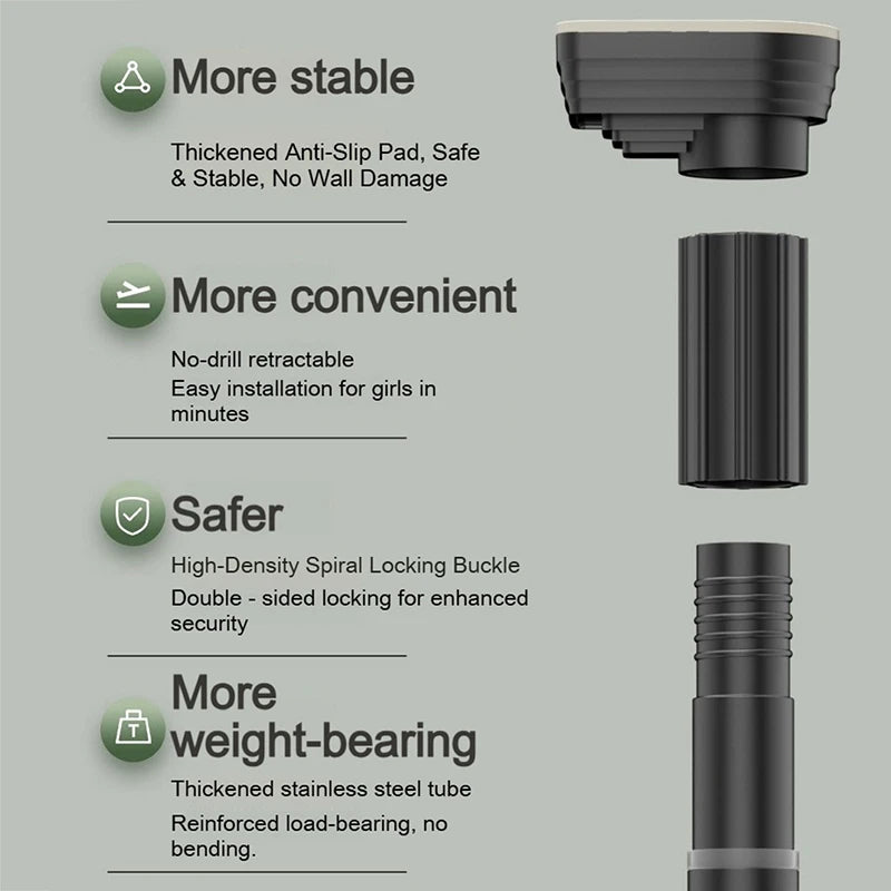 Adjustable Telescopic Shower Curtain Rod – No-Drill Steel Shower Curtain Rod Babs