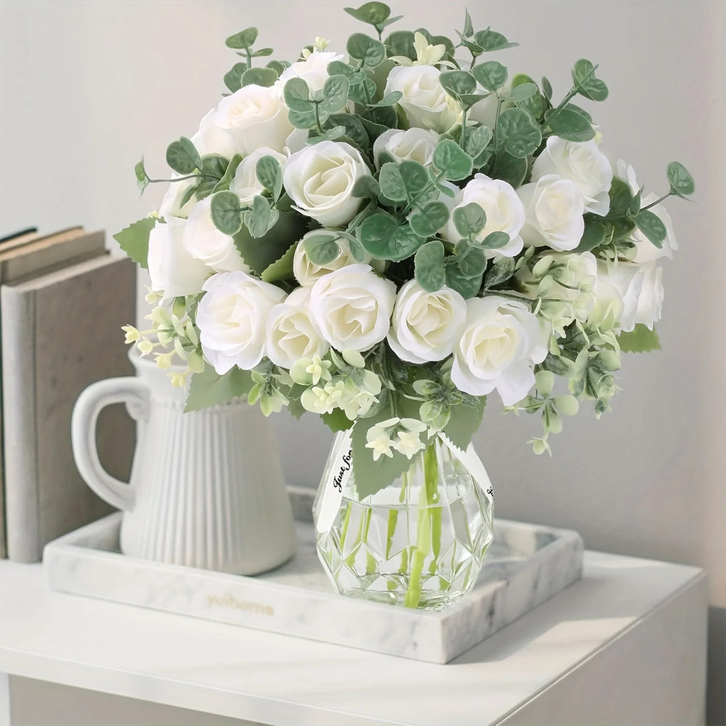 Silk Artificial Rose Bouquet 10-Head Wedding & Home Decor Artificial Flower Bouquet Babs