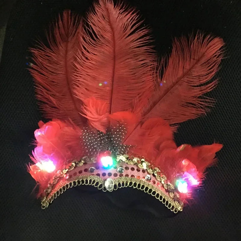 Feather Headband Crown – LED Neon Party, Halloween & Christmas Feather Party Headband Babs