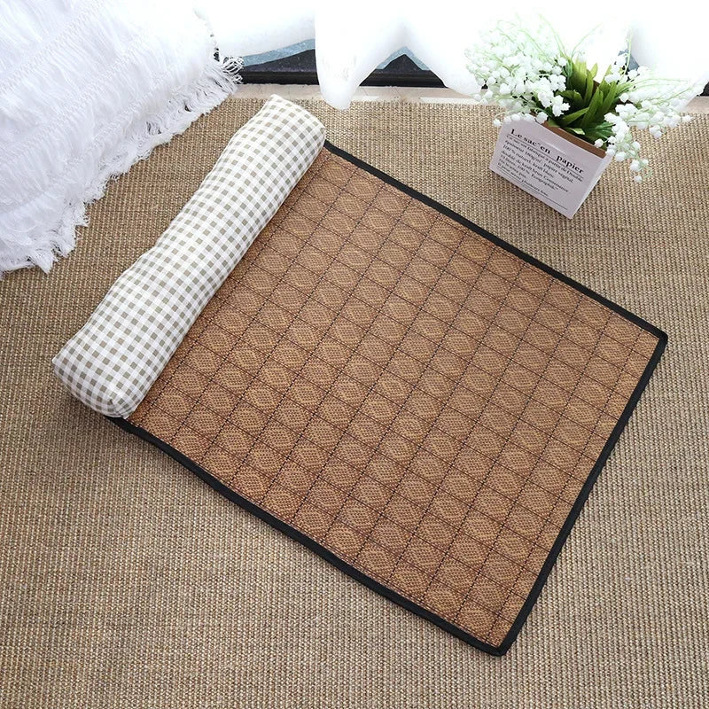 Pet Self-Cooling Rattan Mat for Cats & Dogs – Summer Bed Pet Cooling Mat Babs Beige grid S