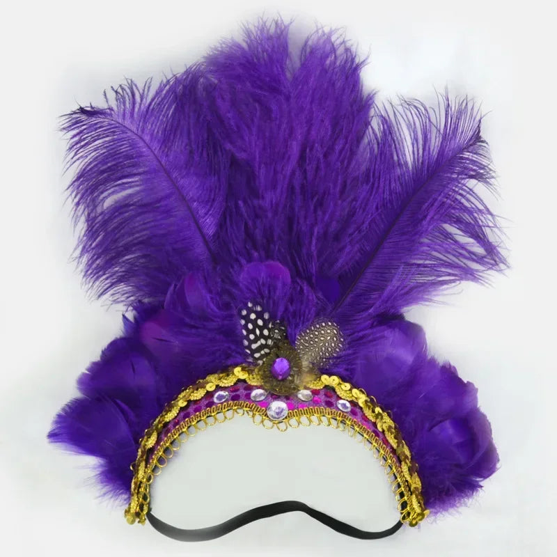 Feather Headband Crown | Halloween Christmas Neon Party Accessory Feather Party Headband Babs purple