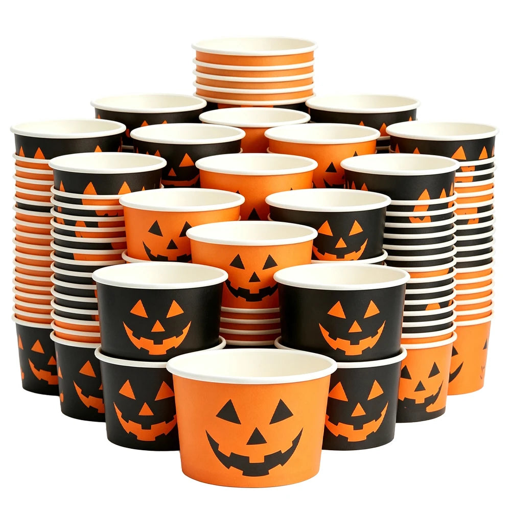 Halloween Pumpkin Jack-O-Lantern Disposable Paper Bowls 10/20/50pc Disposable Party Bowls Babs
