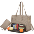 Women's Quilted Work Tote Bag with Lunch & Laptop Compartment Women's Work Tote Bag Babs khaki