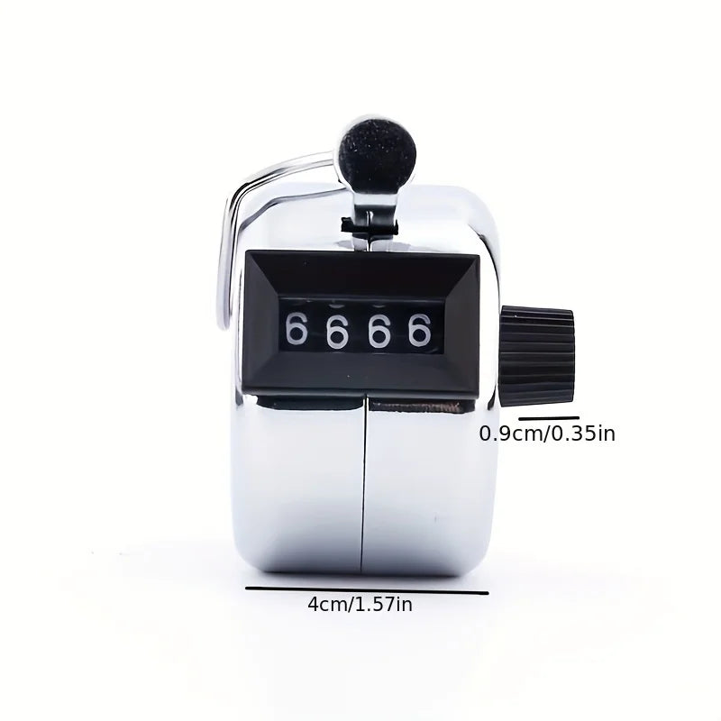 Handheld 4-Digit Metal Tally Counter – Iron Clicker Tool Tally Counter Babs Silver
