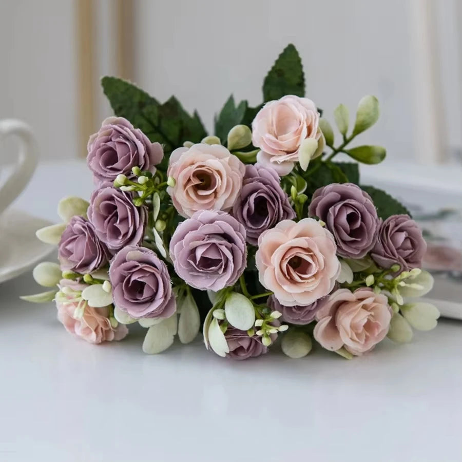 UV-Resistant Artificial Silk Rose Bouquet – Wedding & Home Décor Artificial Flower Bouquet Babs color 5 2 pcs