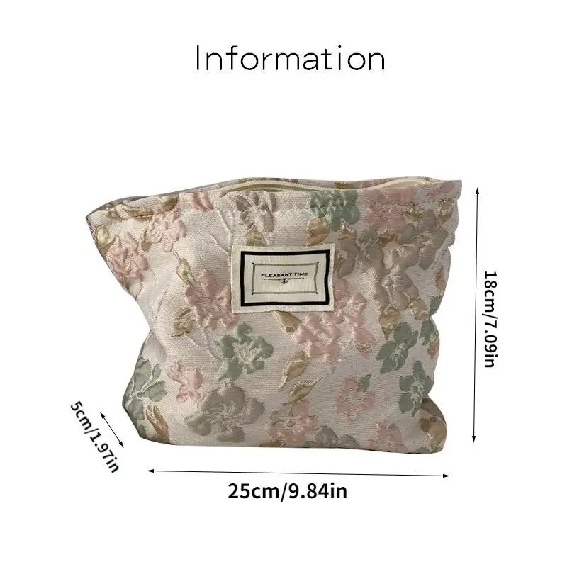 Floral Canvas Cosmetic Bag – Large Travel Makeup Storage Pouch Travel Cosmetic Bag Babs