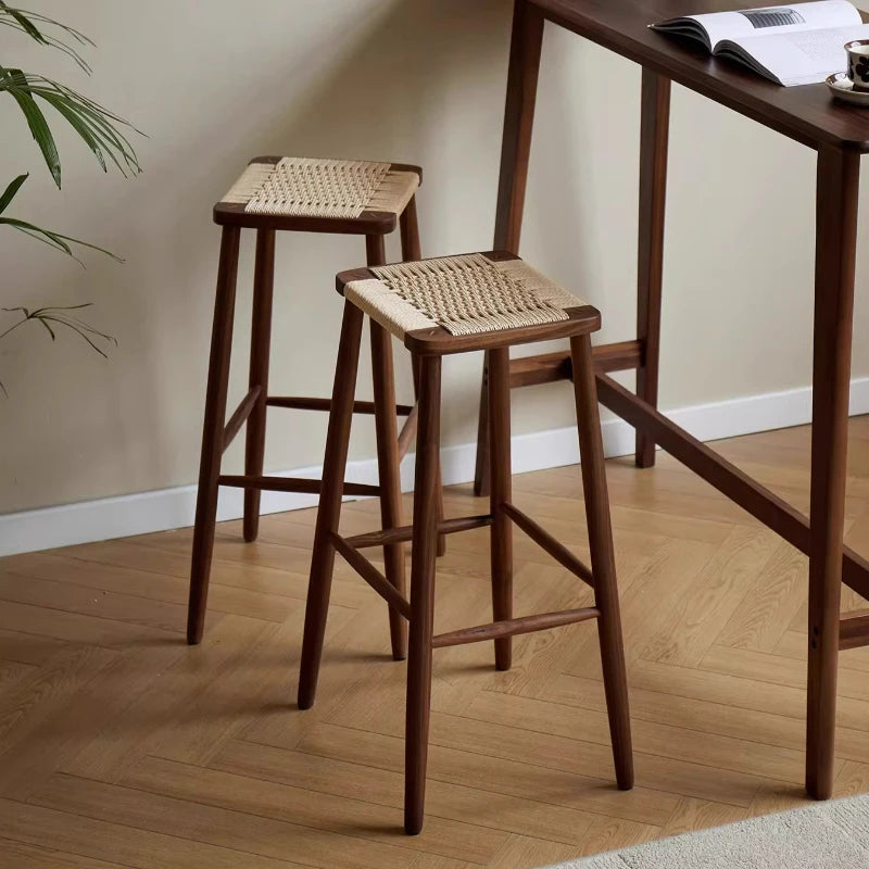 Wooden Woven High Bar Stool – Modern Minimalist Chair Wooden Bar Stool Babs