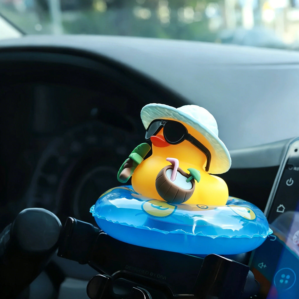 Tropical Rubber Duck Car Ornament – Beach Duck Dashboard Decor Car Dashboard Ornament Babs