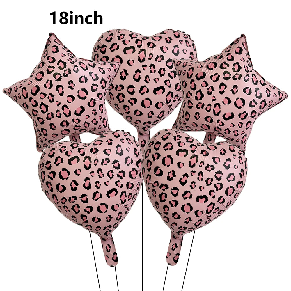 18" Pink Leopard Heart Foil Balloons – Party Decor 5/10/50 Pcs Party Foil Balloons Babs Mix 50pcs