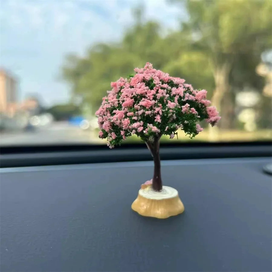 4pcs Mini Artificial Flower Tree Car Dashboard Decorations Car Dashboard Decor Babs