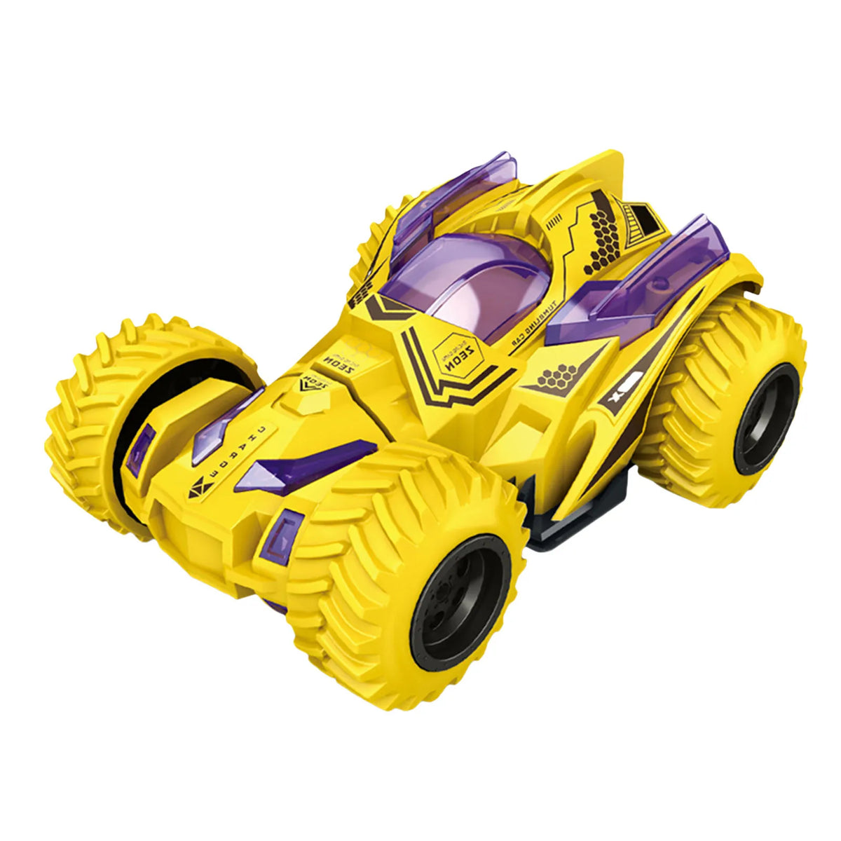 Kids 4WD Inertia Stunt Car – 360° Flip Off-Road Toy Vehicle Stunt Toy Car Babs Yellow
