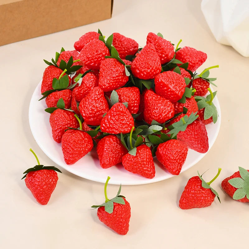 Artificial Strawberries Fake Plastic Fruit Décor – 10/20 Pcs Artificial Fruit Decor Babs