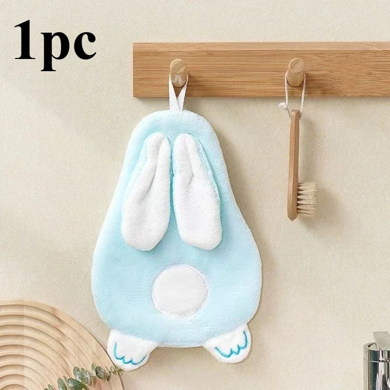 Cute Rabbit Coral Fleece Hand Towel – Soft & Absorbent Hand Towel Babs 1pc blue