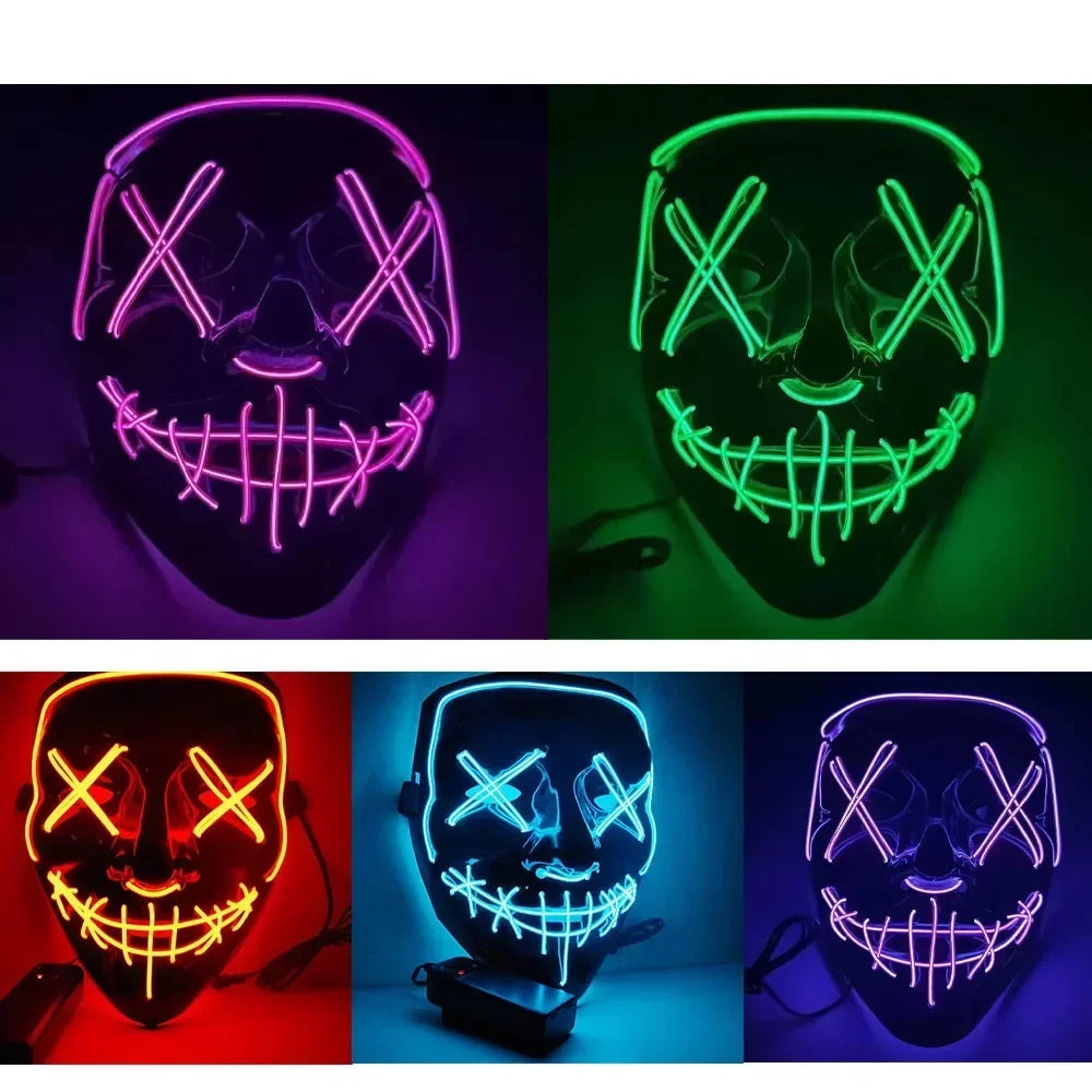 LED Glowing EL Wire Party Mask – Halloween Cosplay Costume LED Costume Mask Babs MIx-5PCS