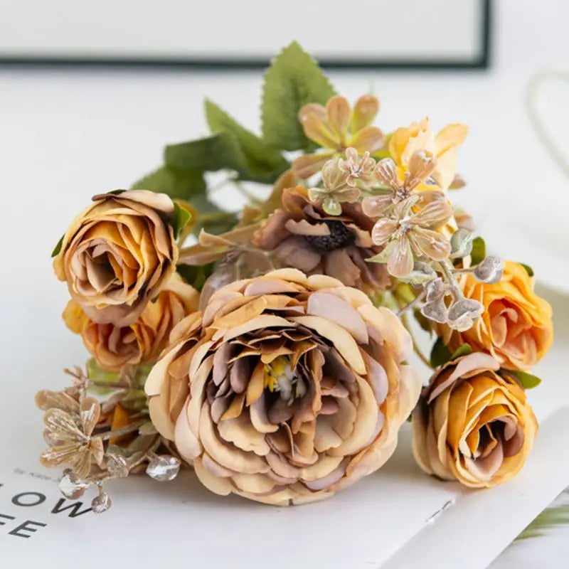 Silk Artificial Rose Bouquet – Retro Wedding & Home Decor Artificial Flower Bouquet Babs