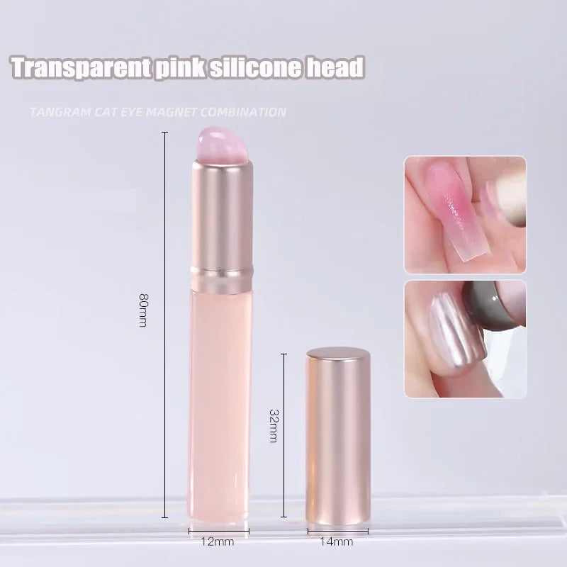 Silicone Nail Art Brush – Mirror Powder & Gradient Pen Nail Art Tool Babs Transparent Pink