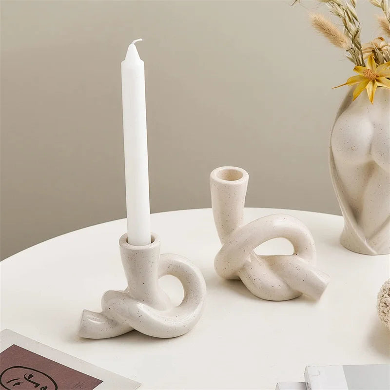 2-Piece Ceramic Cone Candle Holders – Abstract Art Décor Ceramic Candle Holders Babs
