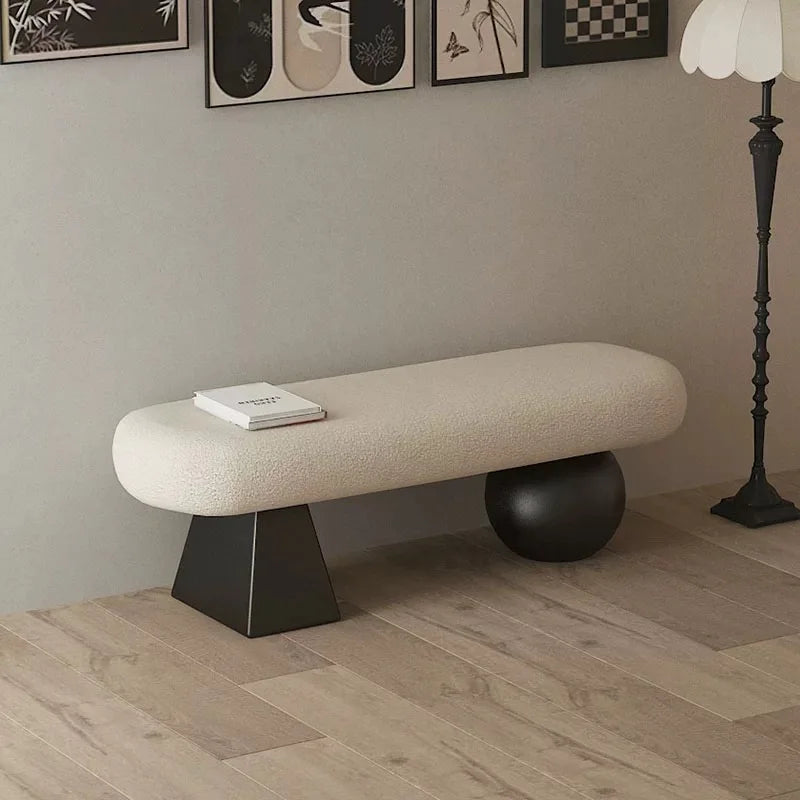 Modern Solid Wood Cushioned Ottoman Bench – Entryway & Living Room Cushioned Ottoman Bench Babs