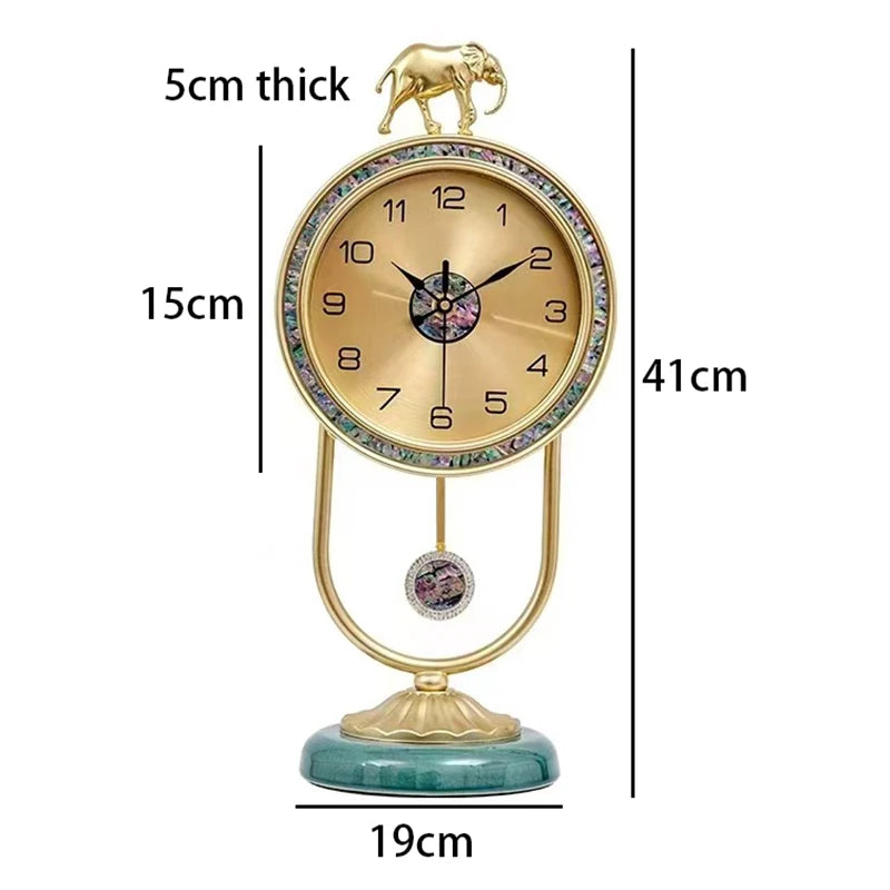 Vintage Silent Table Clock – Nordic Luxury Metal Desk Clock Decorative Desk Clock Babs Metal With Pendulum