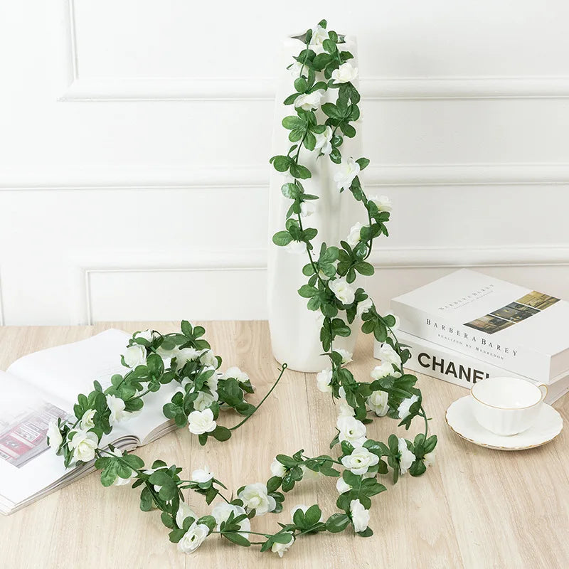 Silk Rose Garland – Artificial Flower String for Wedding & Home Artificial Flower Garland Babs WHITE 3 pcs