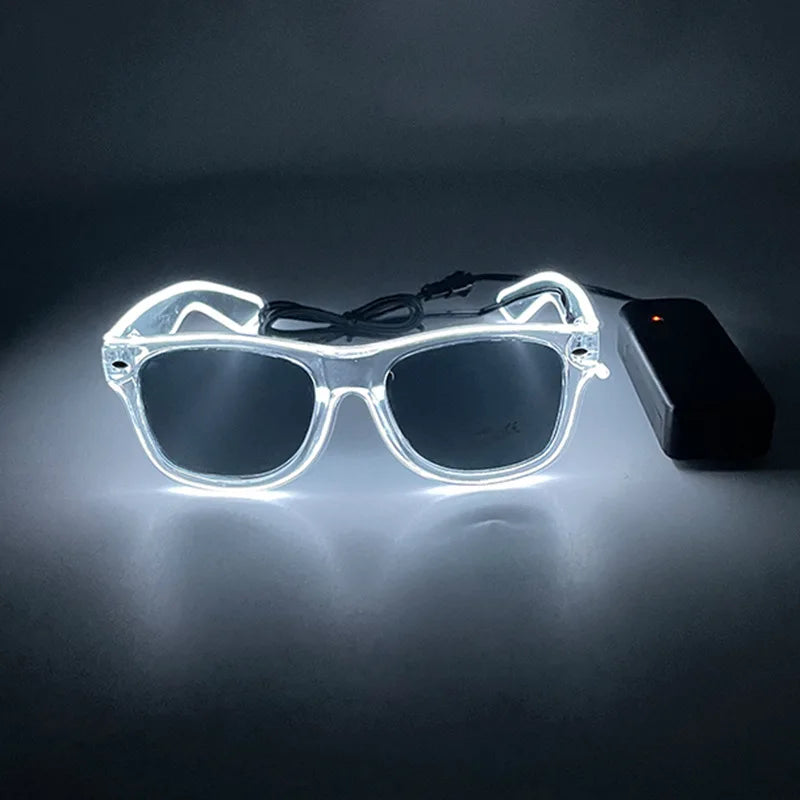 LED Light Up Glasses – Glowing Rave & Party Sunglasses LED Party Glasses Babs (5)-White-1pcs