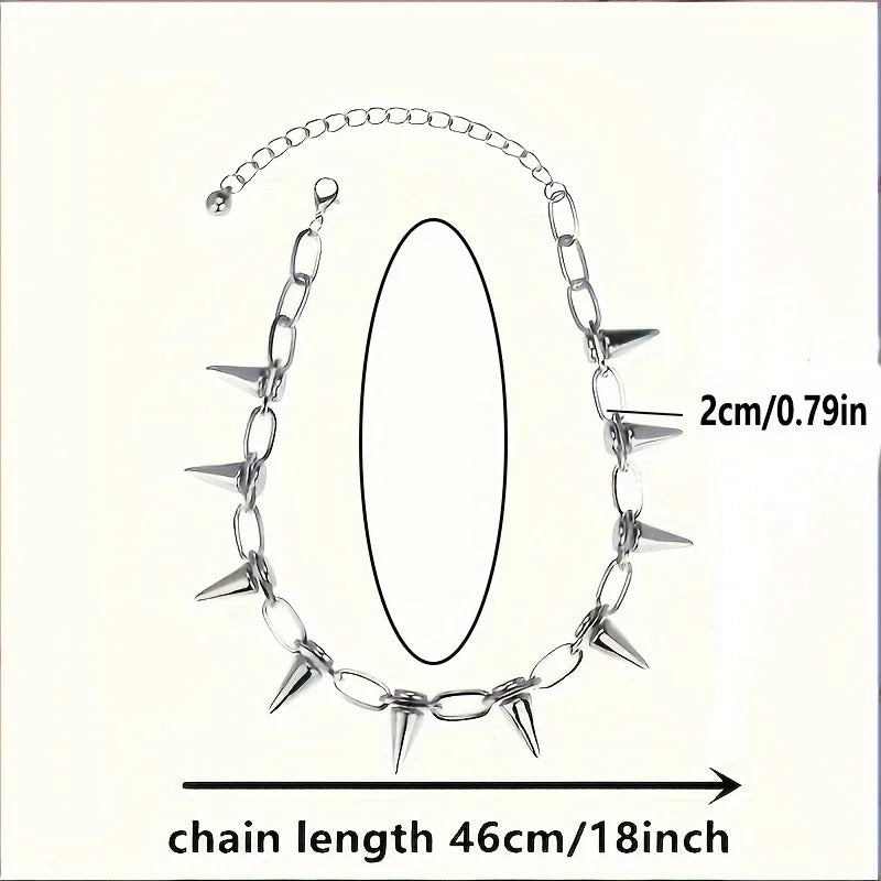Punk Gothic Rivet Spike Choker Necklace – Hip Hop Style Choker Necklace Babs
