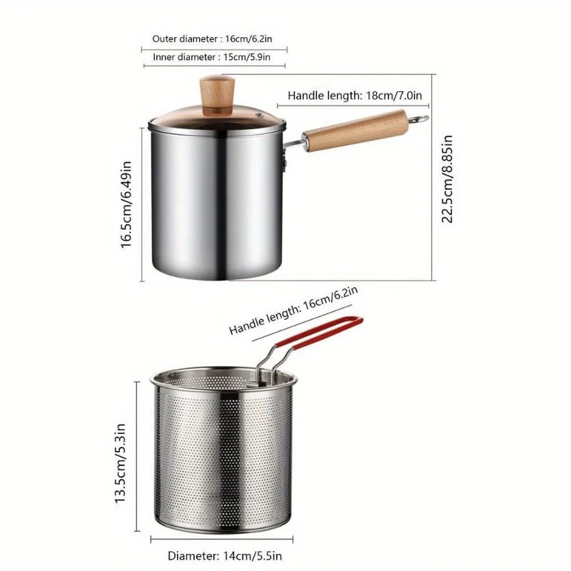 Stainless Steel Deep Fryer Pot with Strainer Basket Deep Fryer Pot Babs