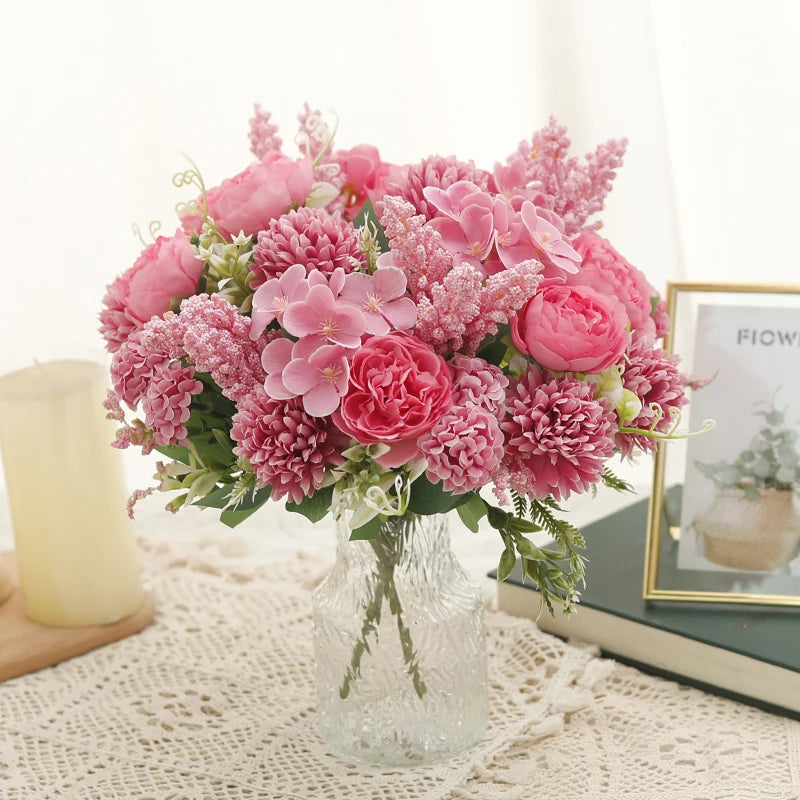 Silk Peony Rose Artificial Flower Bouquet – Wedding & Home Décor Artificial Flower Bouquet Babs