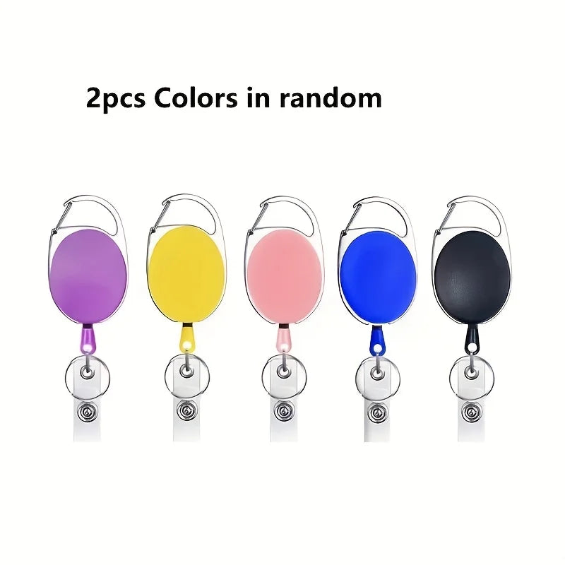 2-Pack Retractable Badge Reel Holder with Clip & Keychain Ring Badge Reel Holder Babs