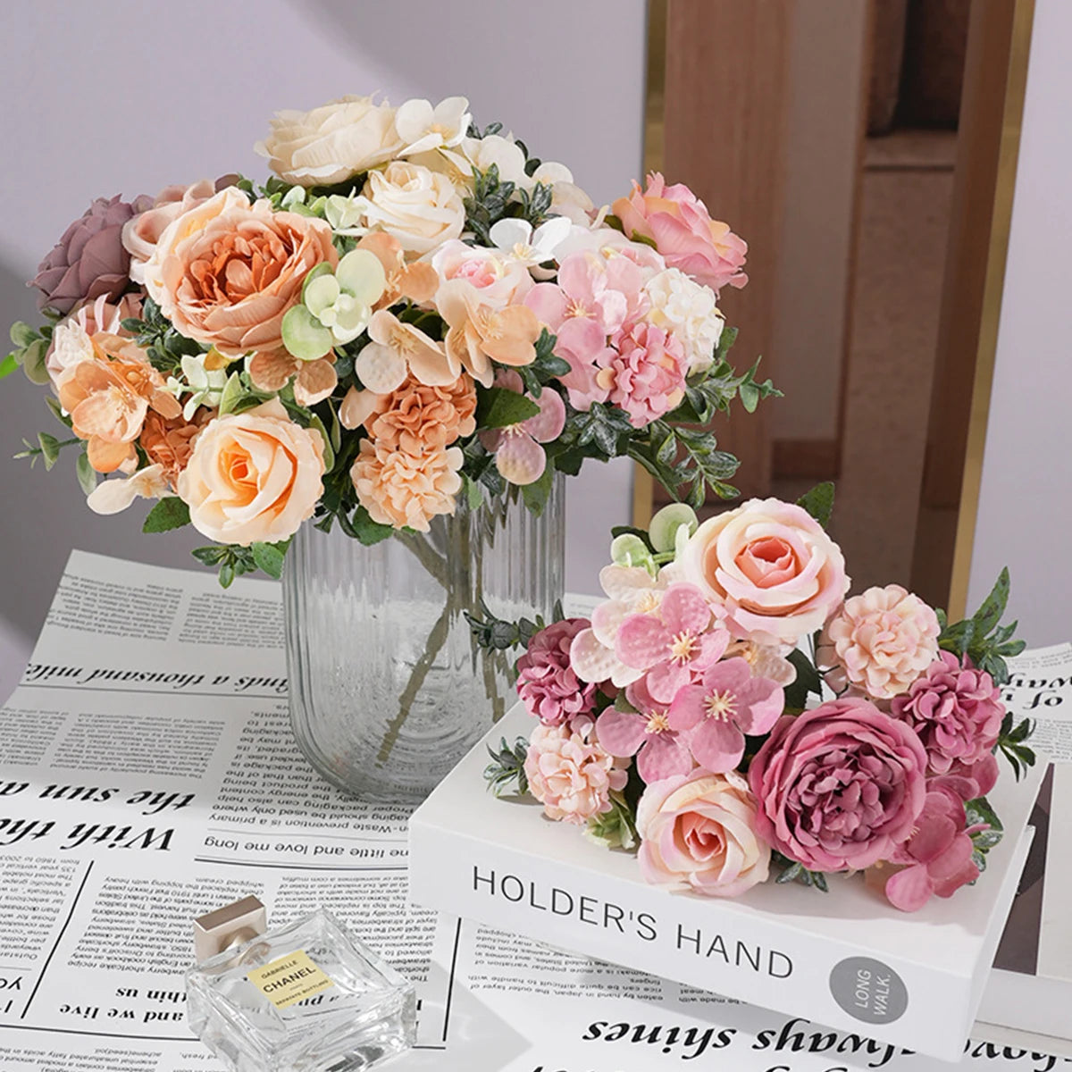 7-Fork Silk Peony Rose Hydrangea Artificial Flower Bouquet Artificial Flower Bouquet Babs