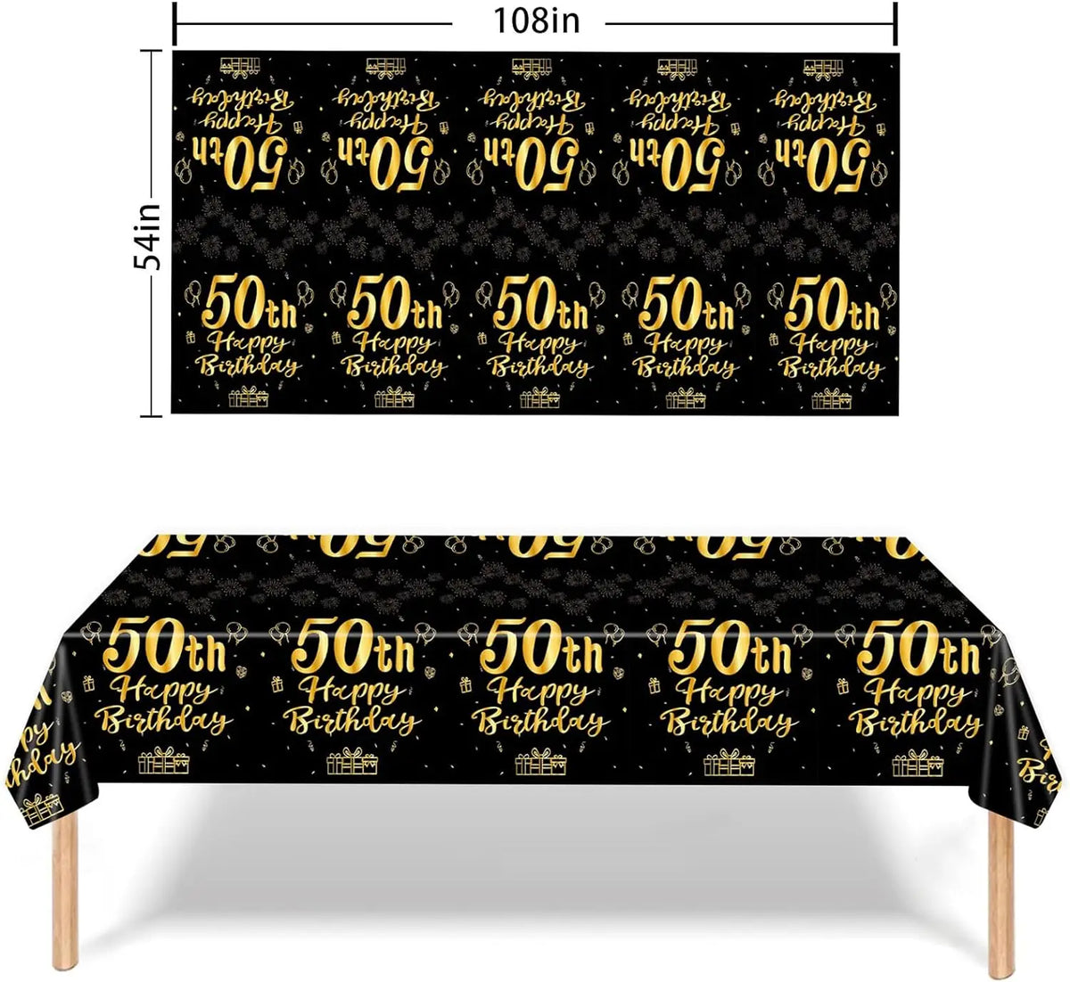 50th Birthday Party Tableware Set – Black & Gold