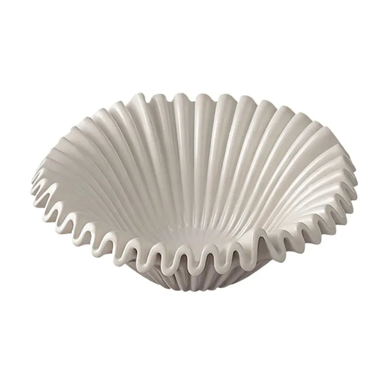 Lotus Leaf Ceramic Fruit Bowl – Vintage Elegant Table Decor Decorative Ceramic Bowl Babs White