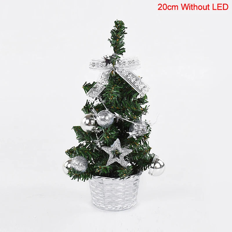 Mini Artificial Christmas Tree with LED Light Balls – Table Decor Tabletop Christmas Tree Babs 20cm silver no LED as picture