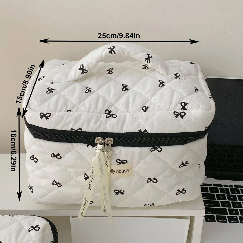 Floral Quilted Cosmetic Pouch – Large Travel Makeup Organizer Cosmetic Travel Pouch Babs L