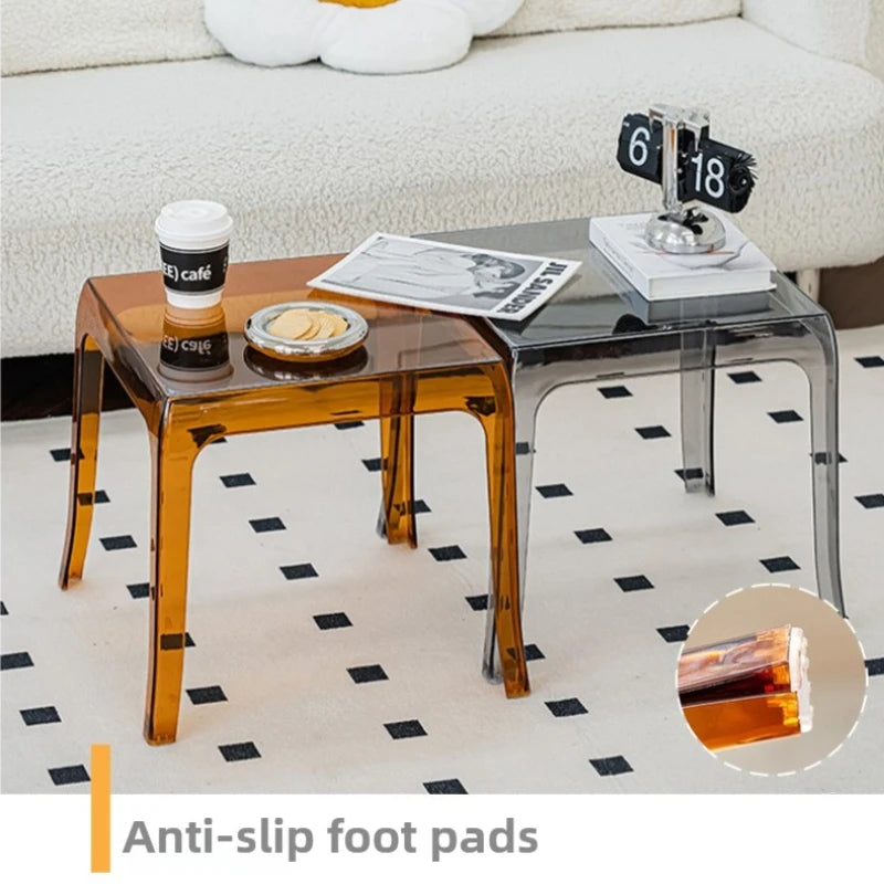 Nordic Transparent Square Side Table | Minimalist Acrylic Look Side Table Babs