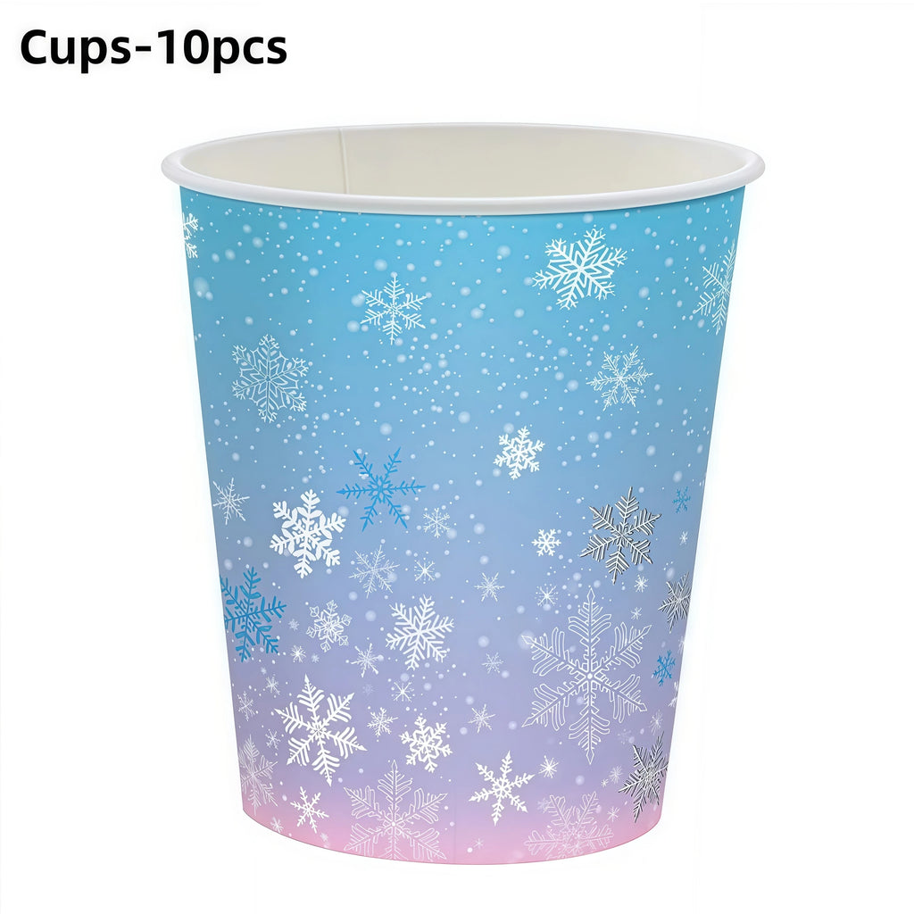 Snowflake Party Supplies – Cups, Plates, Napkins & Tablecloth Party Tableware Set Babs 10pcs Cups others