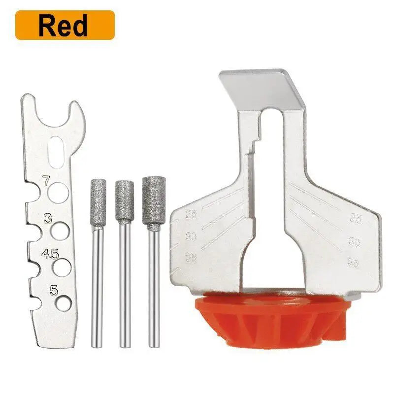 Electric Chainsaw Sharpening Kit – 5pc Grinding Tool Set Chainsaw Sharpening Kit Babs Red