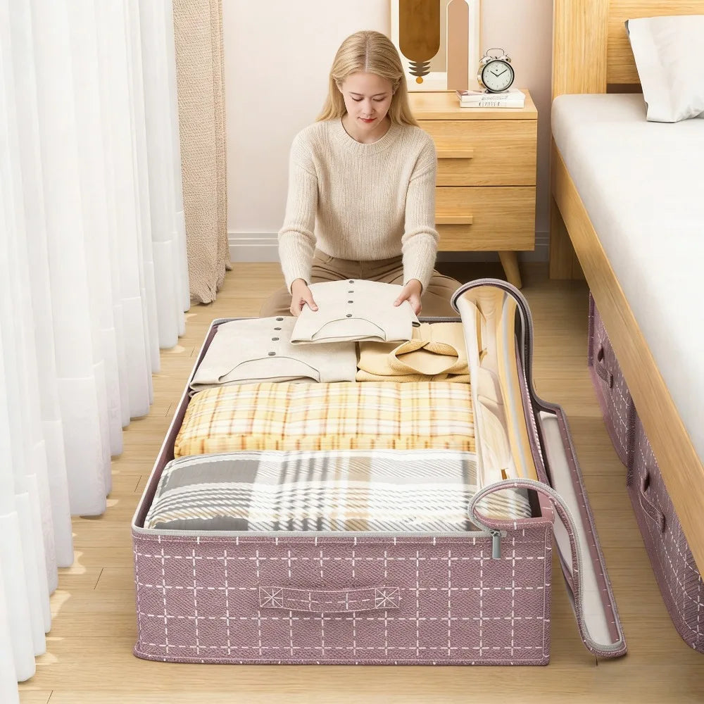 Under Bed Storage Bags – Large Capacity Organizer w/ Clear Window Under Bed Organizer Babs