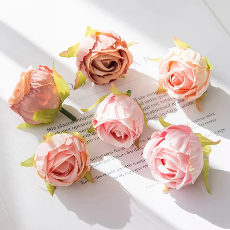 49/80PCS Silk Rose Bud Heads – Wedding & DIY Home Décor Artificial Flower Heads Babs