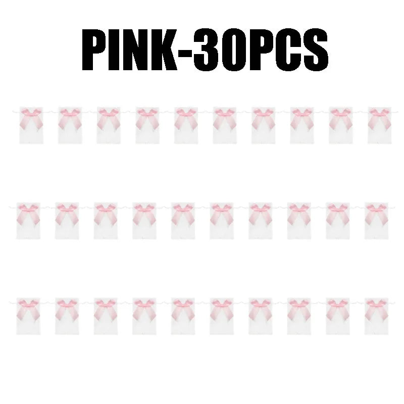 Organza Drawstring Gift Bags with Bow | Mesh Pouches Organza Gift Bags Babs PINK-30PCS 9X12cm