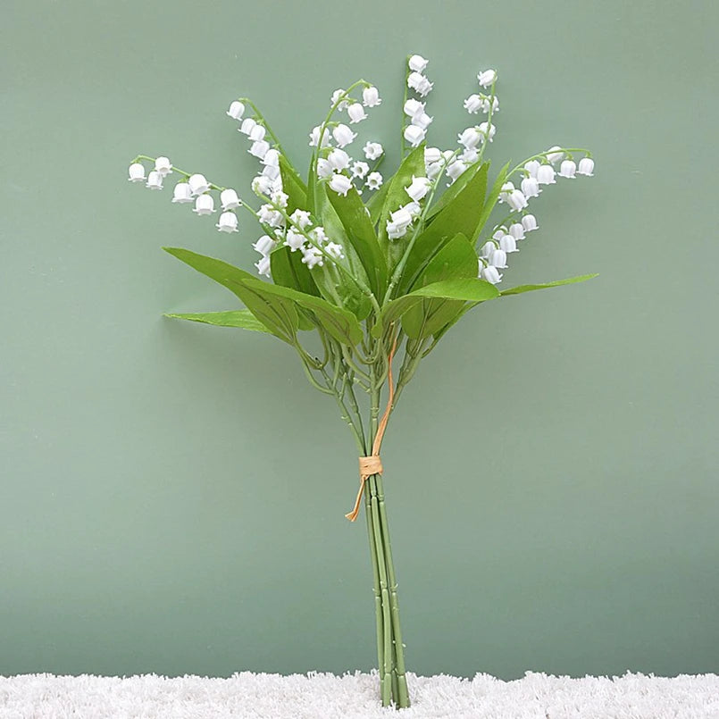 Artificial Bellflower Bouquet – Handmade Fake Flower Home Decor Artificial Flower Bouquet Babs WHITE
