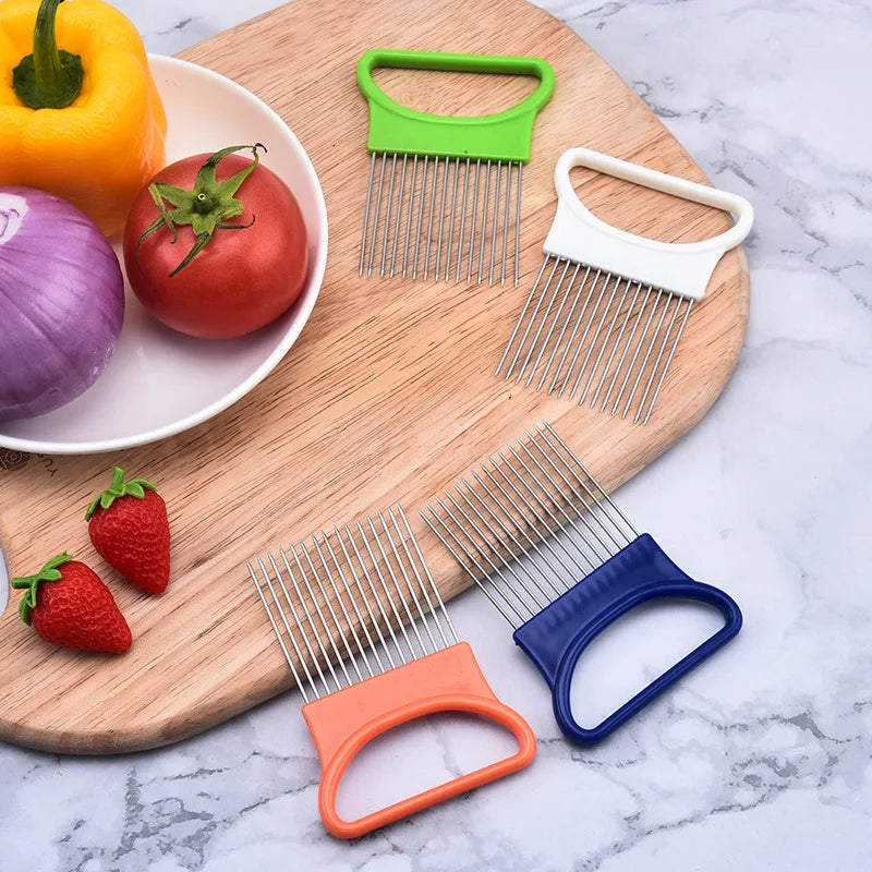 Stainless Steel Onion Holder & Potato Slicer – Kitchen Tool Vegetable Slicer Tool Babs
